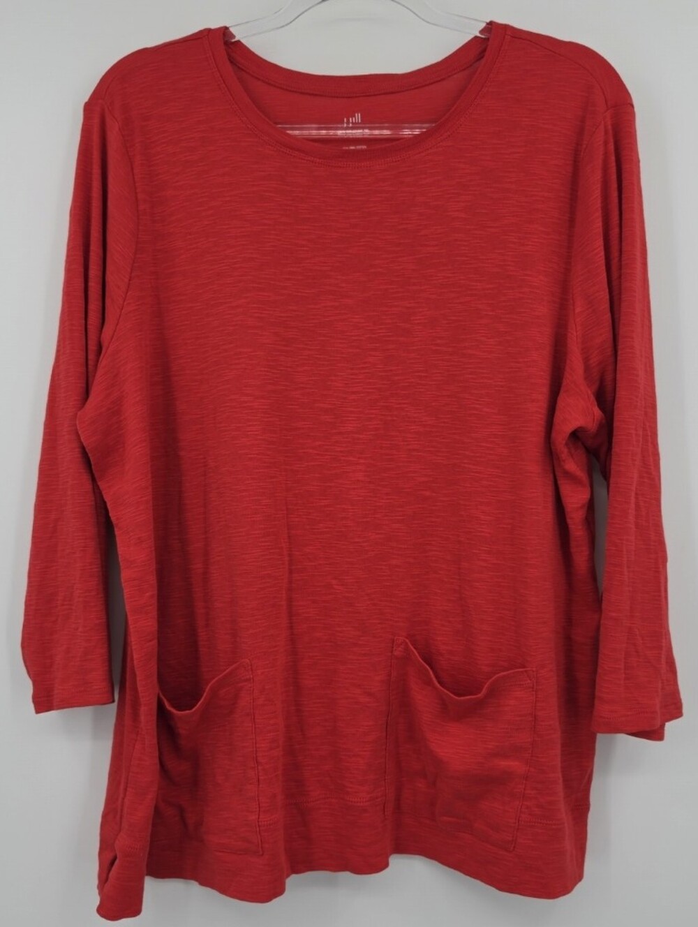 J. Jill Pima Two Picket Tee XL Red 3/4 Sleeve